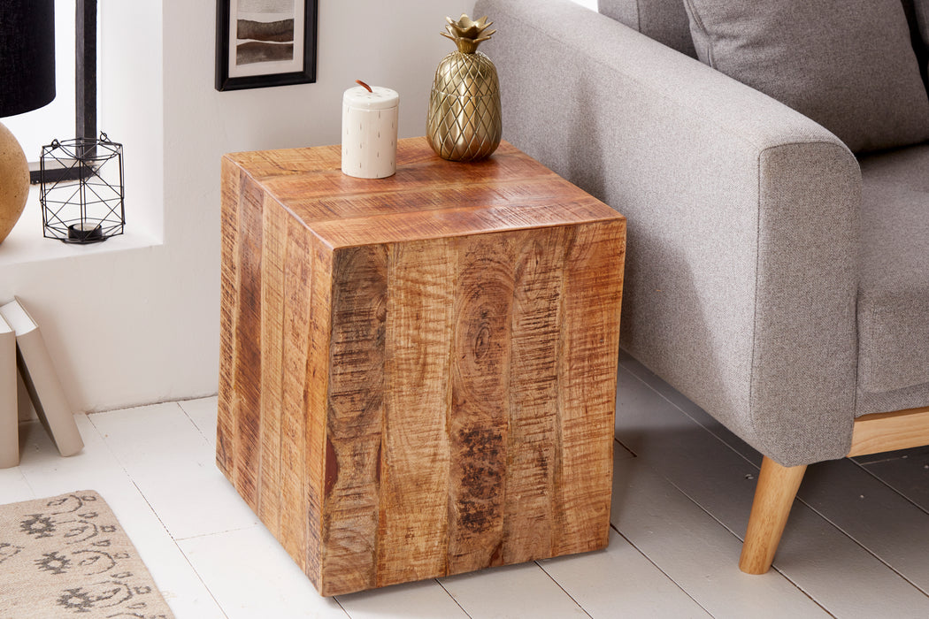 Hocker Mill 40cm natur Mango Rollen