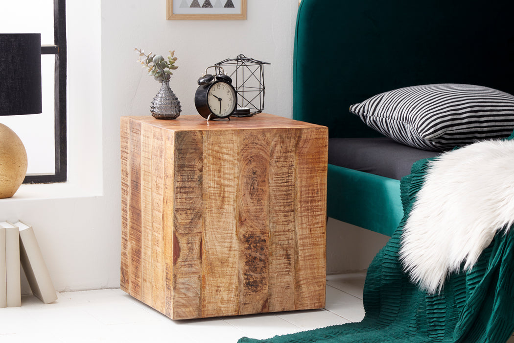 Hocker Mill 40cm natur Mango Rollen