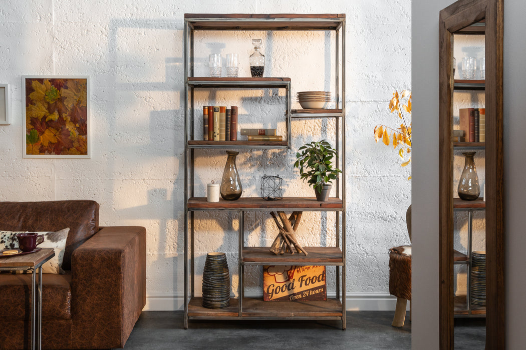 Regal Quadris Akazie honey 190cm Metall schwarz