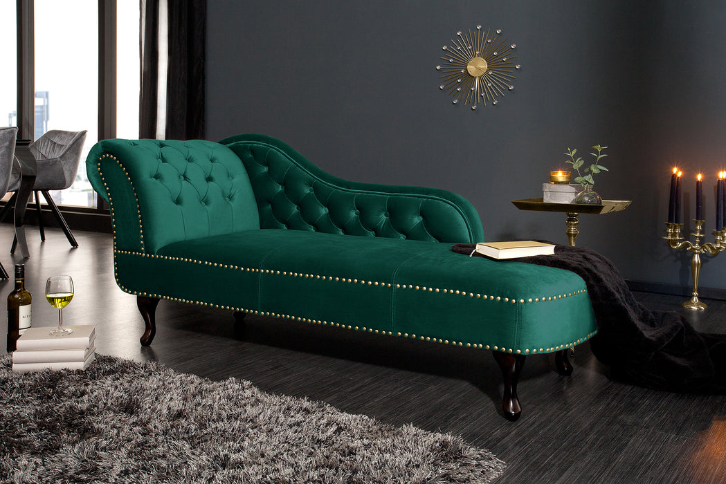 Recamiere Chesterfield smaragdgrün Samt
