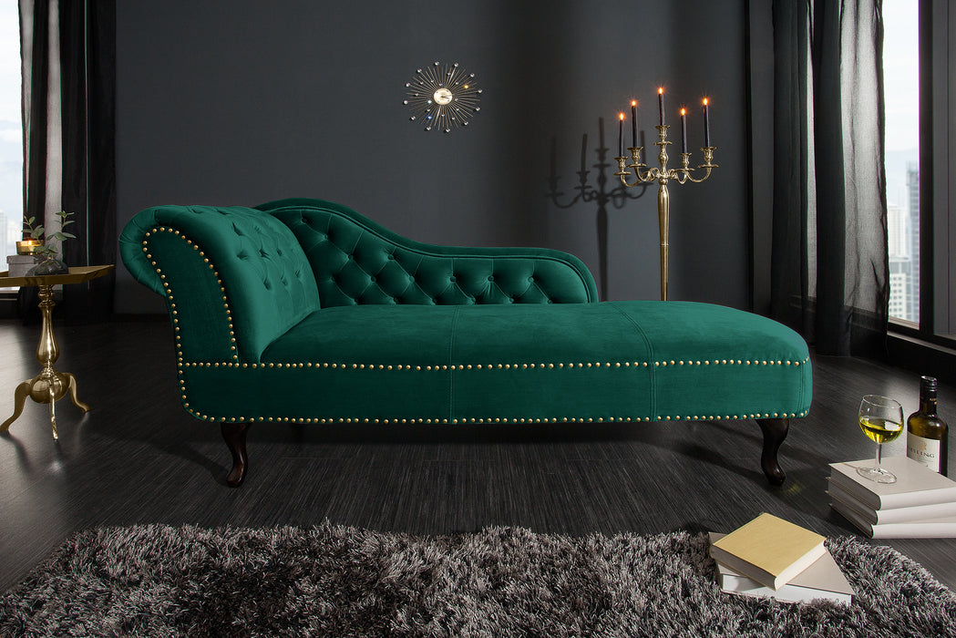 Recamiere Chesterfield smaragdgrün Samt