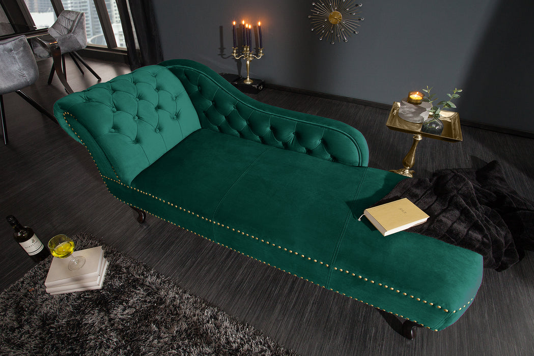 Recamiere Chesterfield smaragdgrün Samt