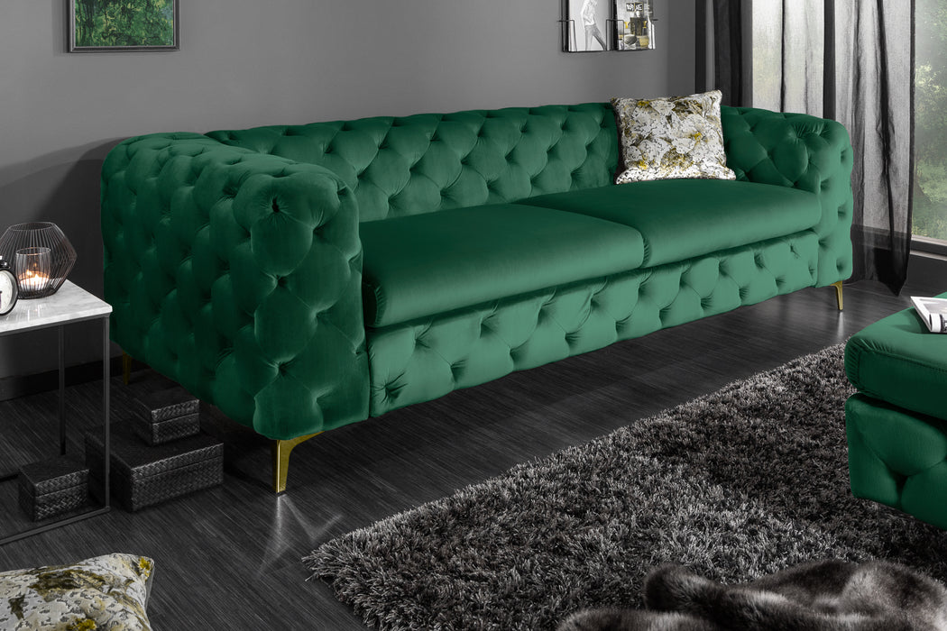 Sofa Barock 240cm Smaragdgrün Samt