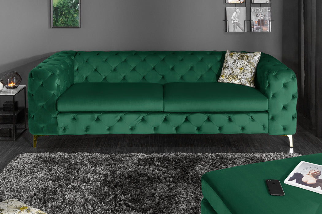 Sofa Barock 240cm Smaragdgrün Samt