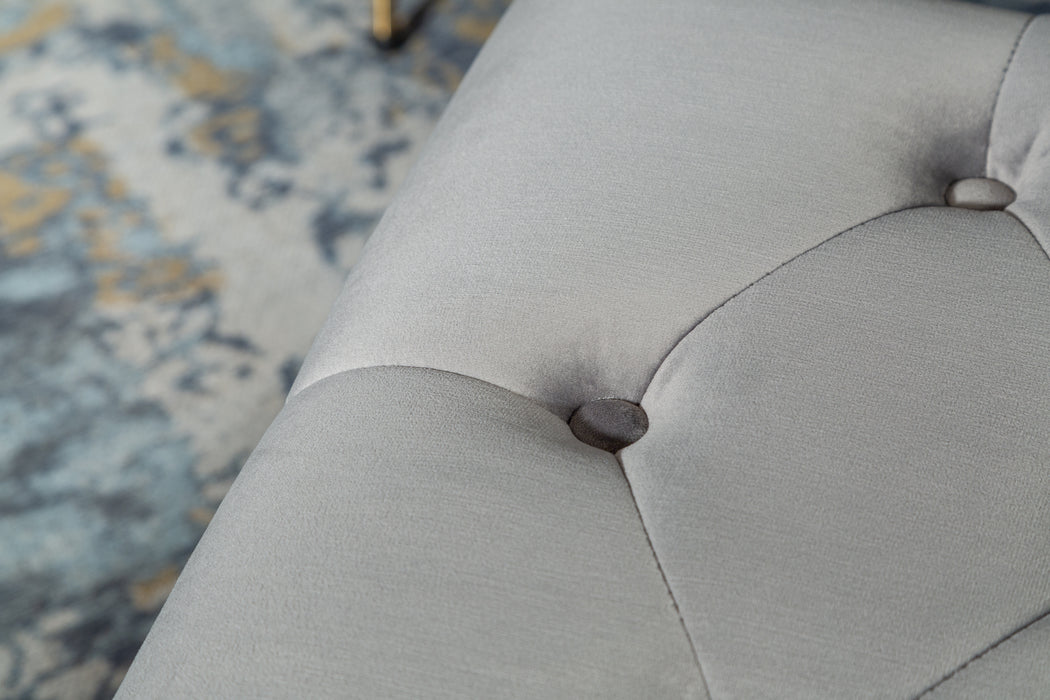 Fußhocker Chesterfield silbergrau Samt