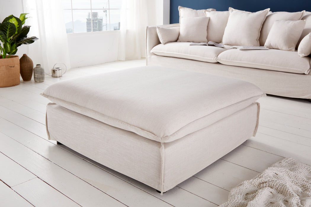 Hocker Clouds 100cm natur Leinen
