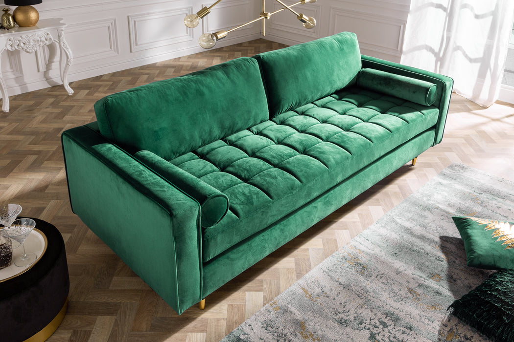 Sofa Plush Velvet 220cm Smaragdgrün Samt