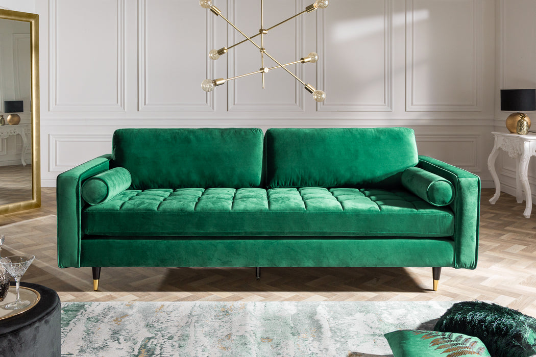 Sofa Plush Velvet 220cm Smaragdgrün Samt