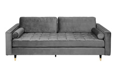 Sofa Plush Velvet 220cm Grau Samt