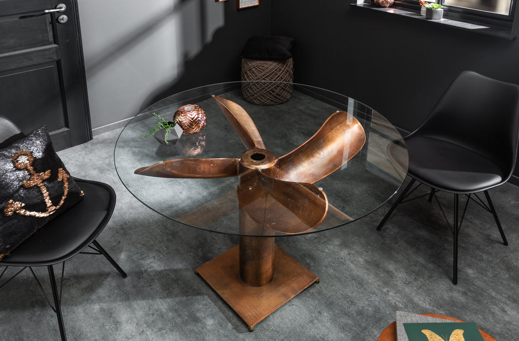 Esstisch Tide 94cm Kupfer Geflammt Gestell