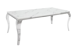 Esstisch Barock 180cm Silber Marmor