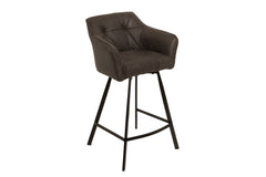 Barhocker Penthouse antik grau Mikrofaser Armlehne Ziersteppung