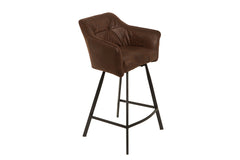 Barhocker Penthouse antik braun Mikrofaser Armlehne Ziersteppung