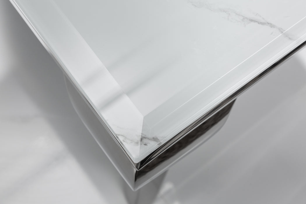 Couchtisch Barock 100cm silber Marmor