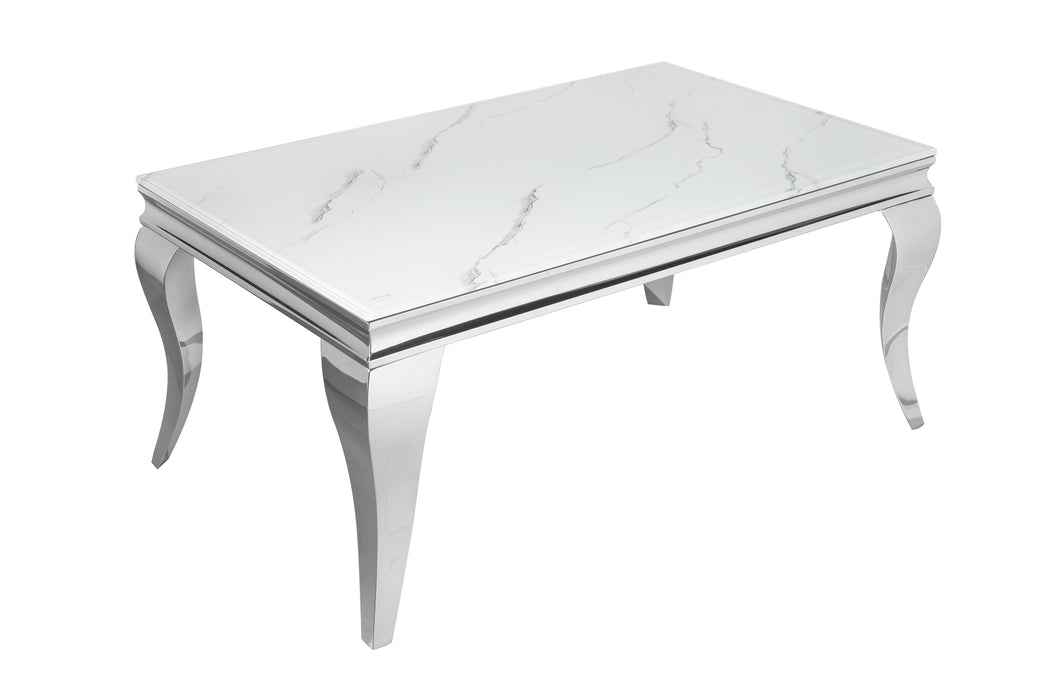 Couchtisch Barock 100cm silber Marmor