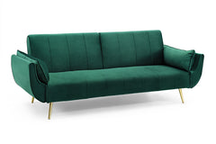 Schlafsofa Sofia Plus 215cm gruen Samt goldene Fuesse