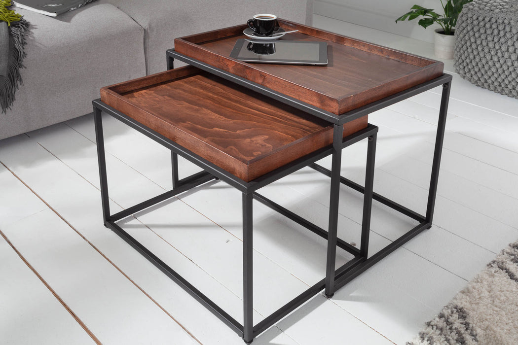 Couchtisch Jura 2er Set mocha Buche Tablett