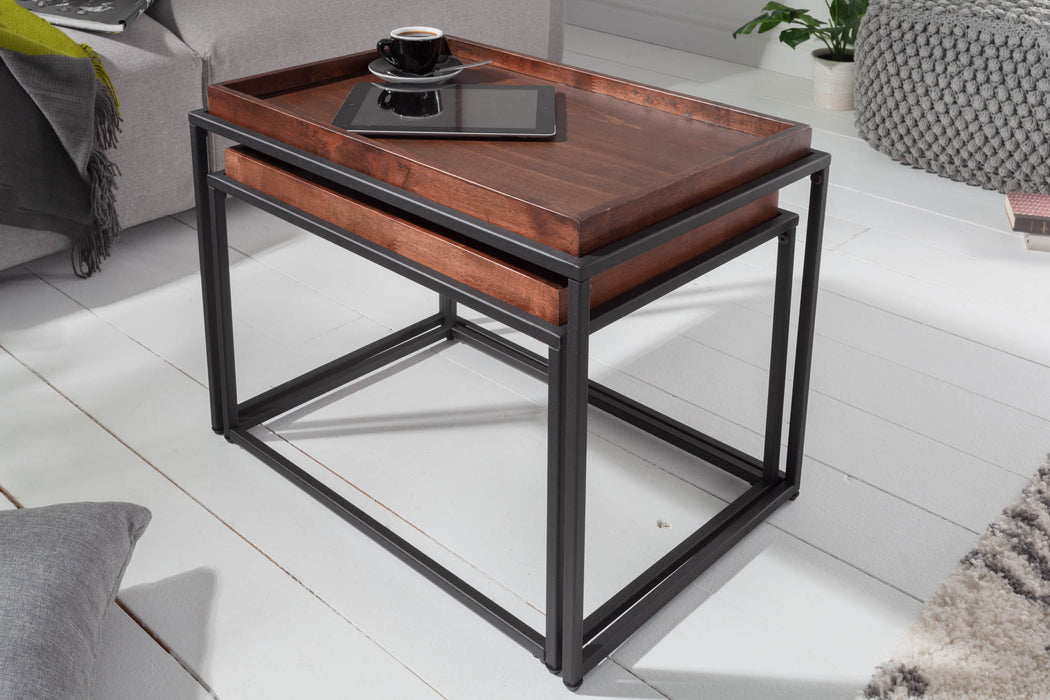 Couchtisch Jura 2er Set mocha Buche Tablett