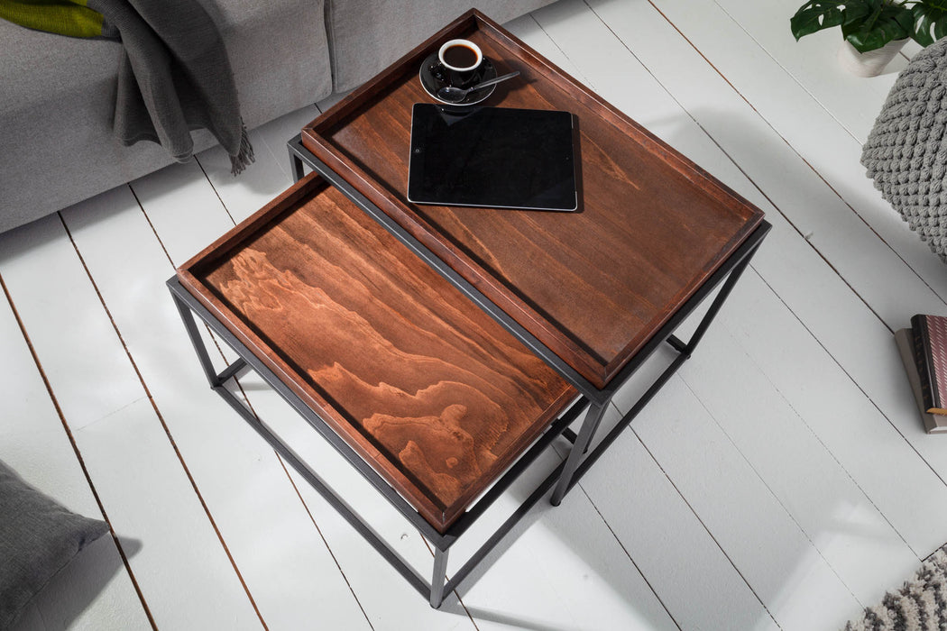 Couchtisch Jura 2er Set mocha Buche Tablett