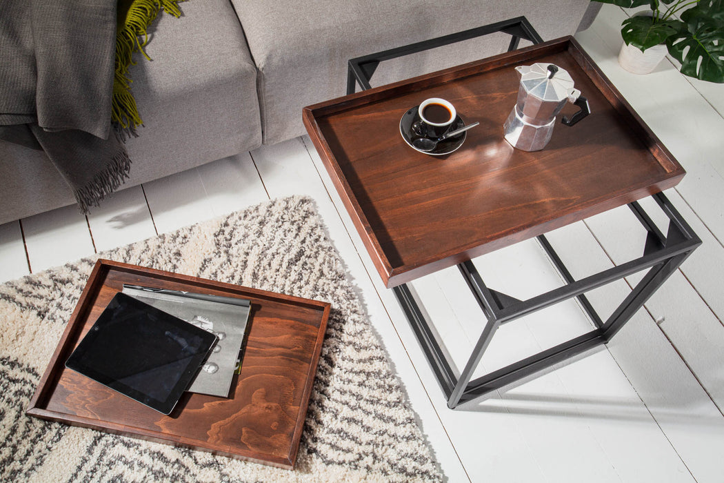 Couchtisch Jura 2er Set mocha Buche Tablett