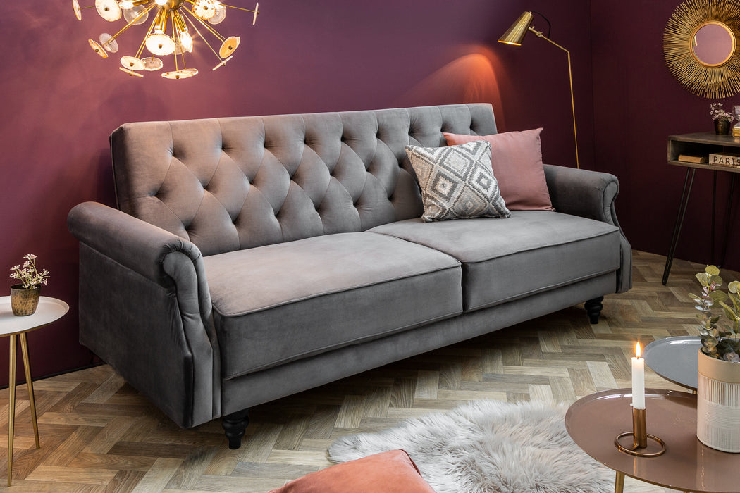 Schlafsofa Sofia Plus 220cm Grau Samt