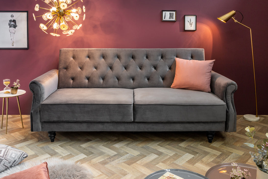 Schlafsofa Sofia Plus 220cm Grau Samt