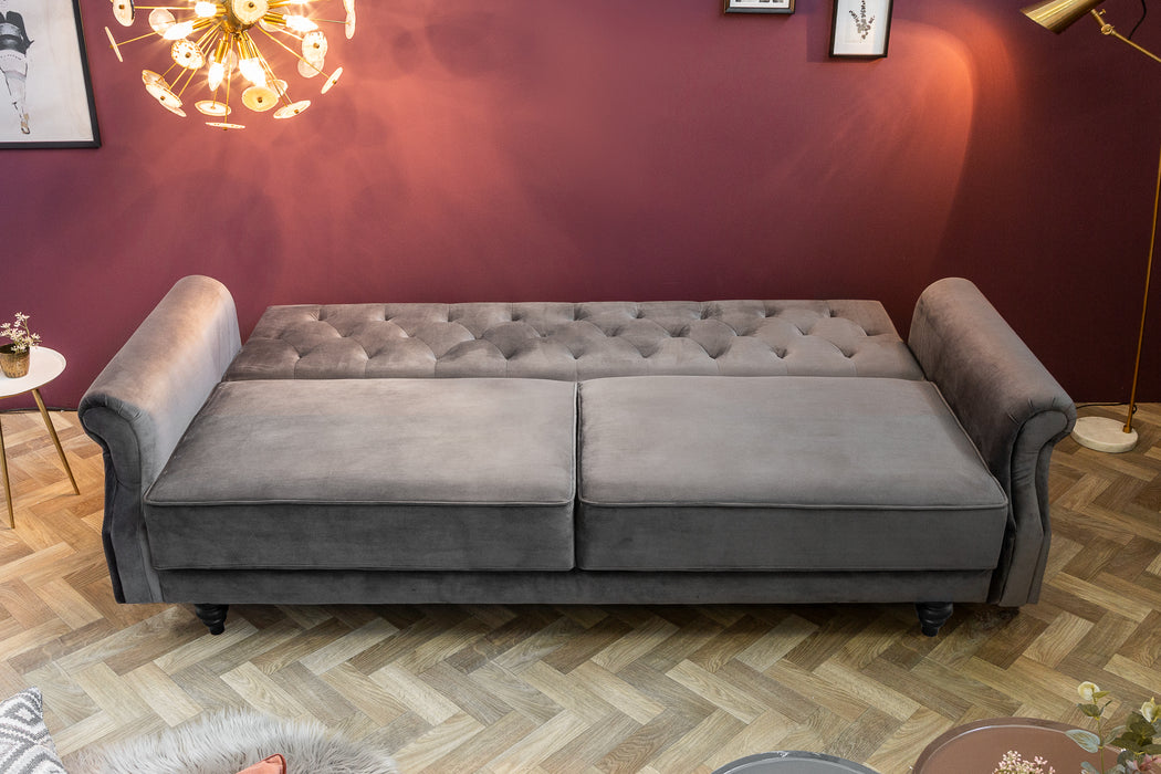 Schlafsofa Sofia Plus 220cm Grau Samt
