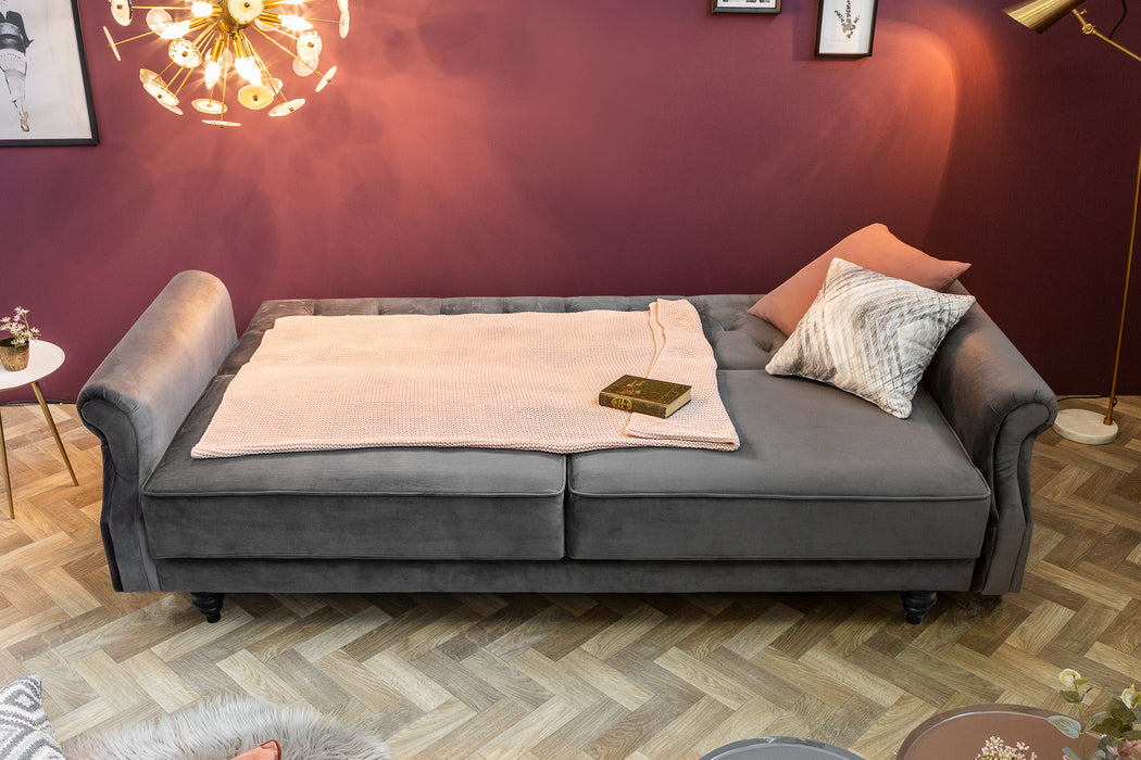 Schlafsofa Sofia Plus 220cm Grau Samt
