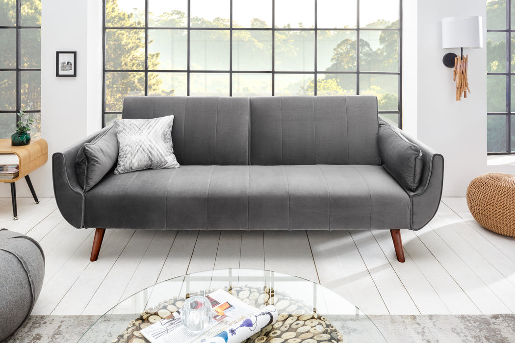 Schlafsofa Sofia Plus 215cm silbergrau Samt