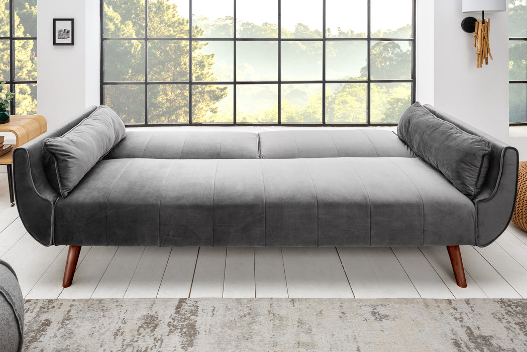 Schlafsofa Sofia Plus 215cm silbergrau Samt