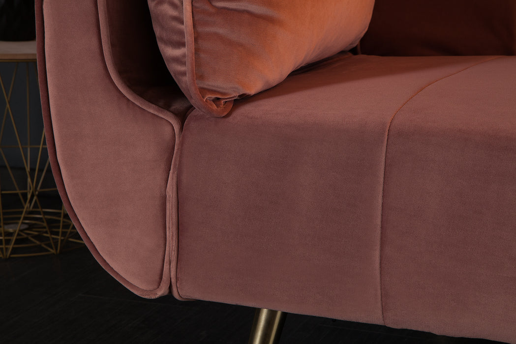 Schlafsofa Sofia Plus 215cm altrosa Samt gold