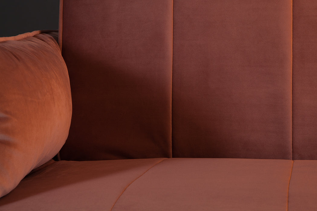 Schlafsofa Sofia Plus 215cm altrosa Samt gold