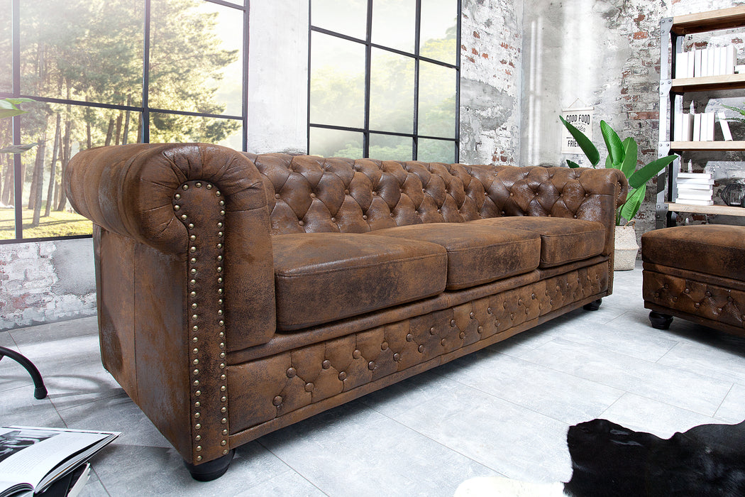 Sofa Chesterfield 3er Braun Antik Look
