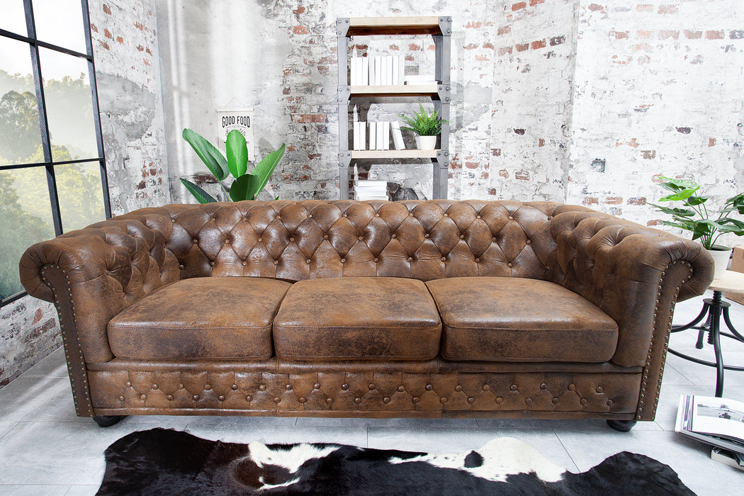 Sofa Chesterfield 3er Braun Antik Look