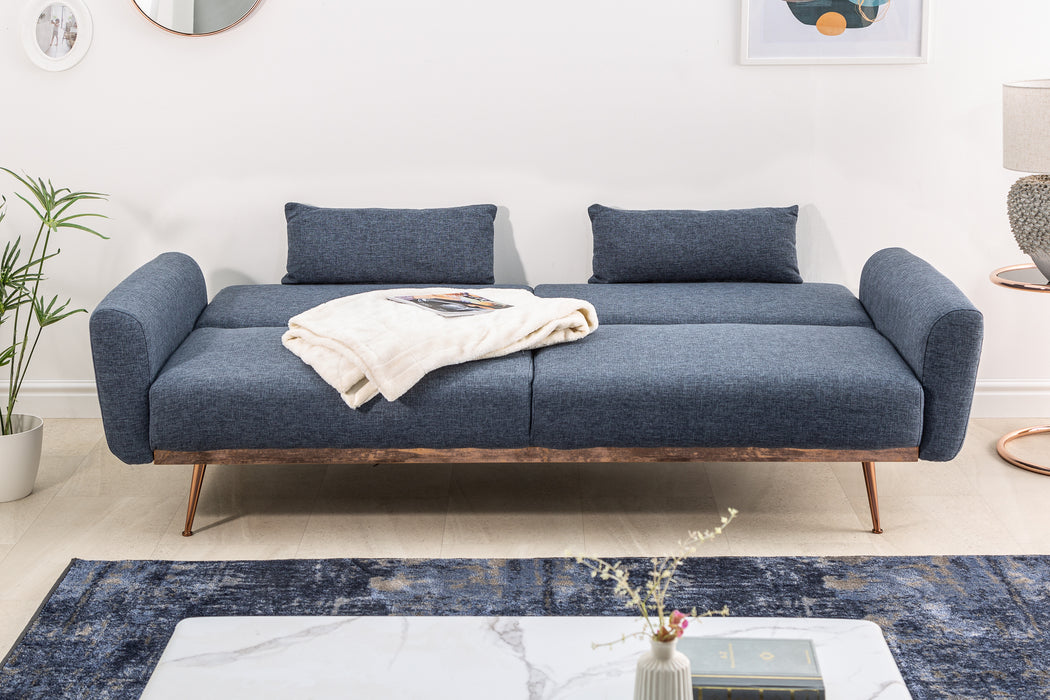 Schlafsofa Eleganza 210cm blau Struktur