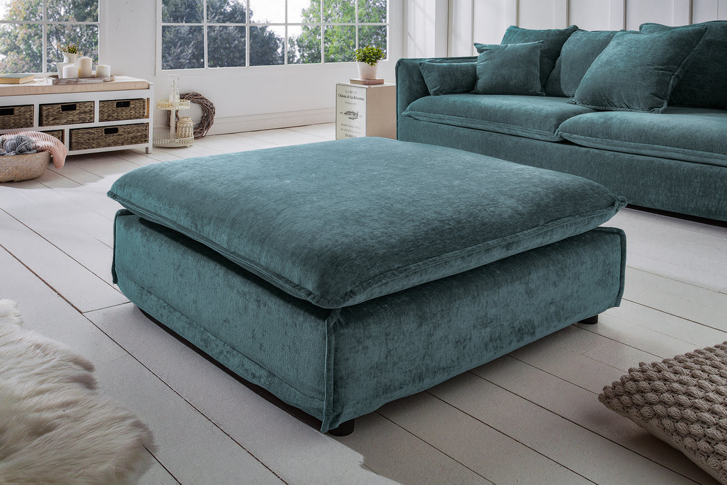 Hocker Clouds 100cm petrol Samt