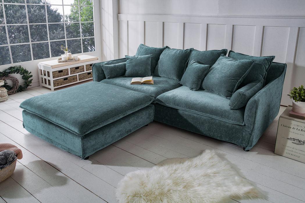 Hocker Clouds 100cm petrol Samt