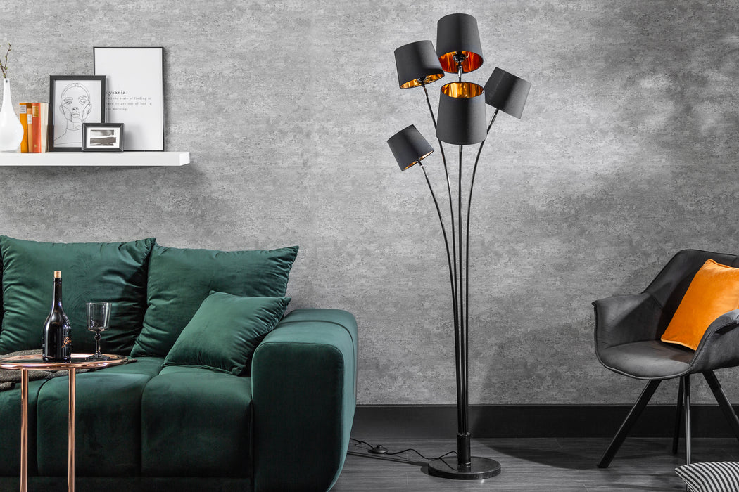 Stehleuchte Elegant 178cm schwarz gold