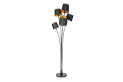 Stehleuchte Elegant 178cm schwarz gold Leinen Marmorfuss