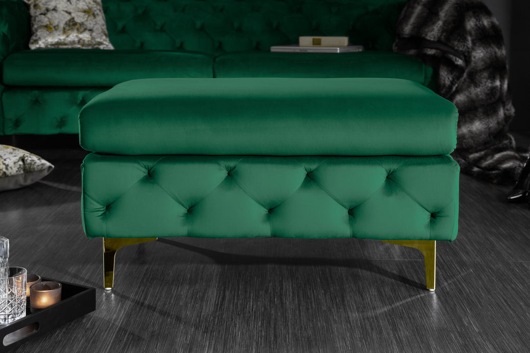 Hocker Barock smaragdgrün Samt
