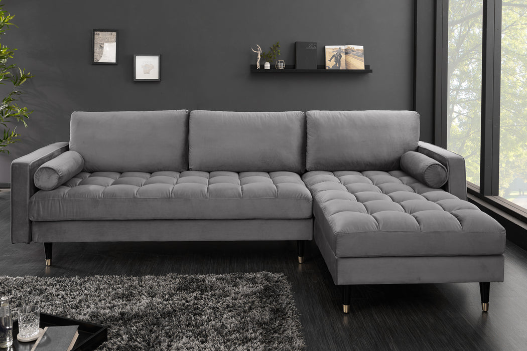 Ecksofa Plush Velvet II 260cm grau Samt