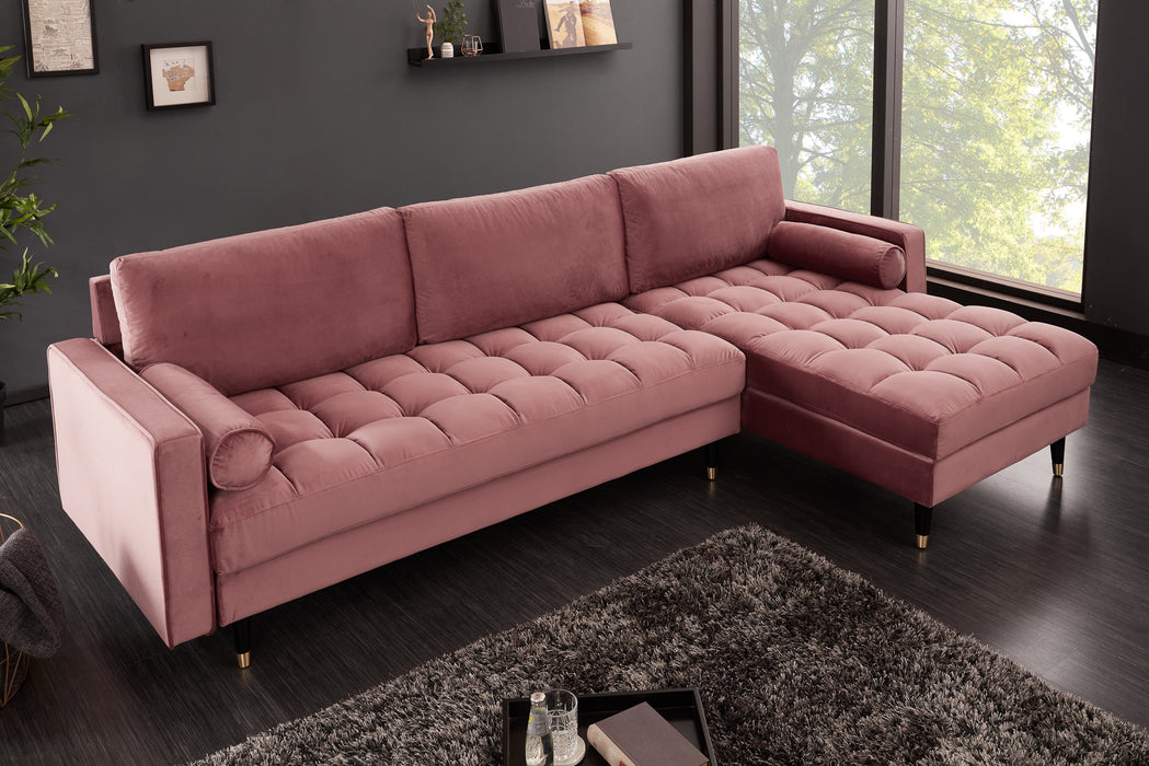 Ecksofa Plush Velvet II 260cm altrosa Samt