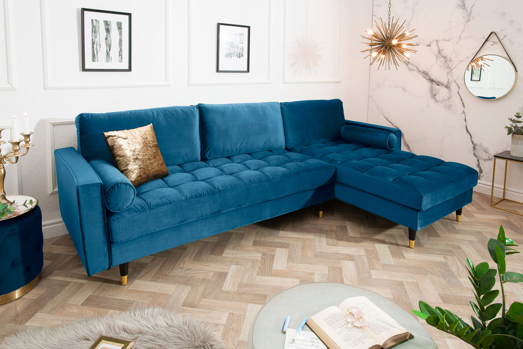 Ecksofa Plush Velvet II 260cm petrol blau Samt