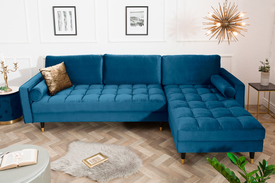 Ecksofa Plush Velvet II 260cm petrol blau Samt