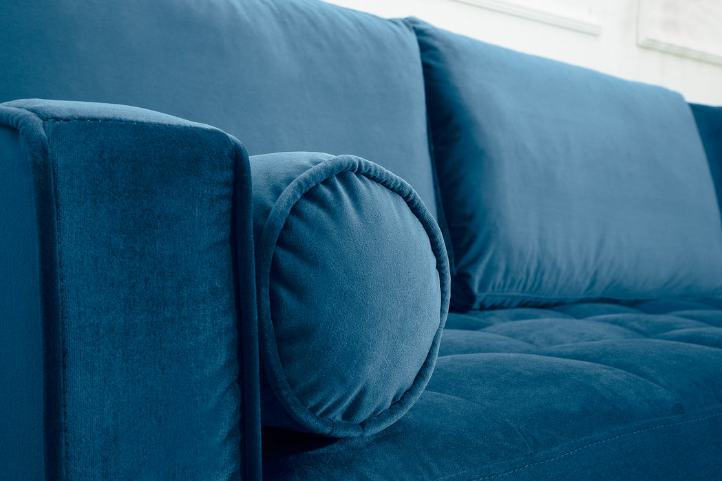 Ecksofa Plush Velvet II 260cm petrol blau Samt