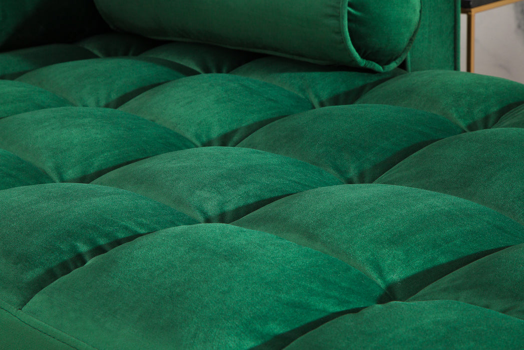 Ecksofa Plush Velvet II 260cm smaragdgrün Samt