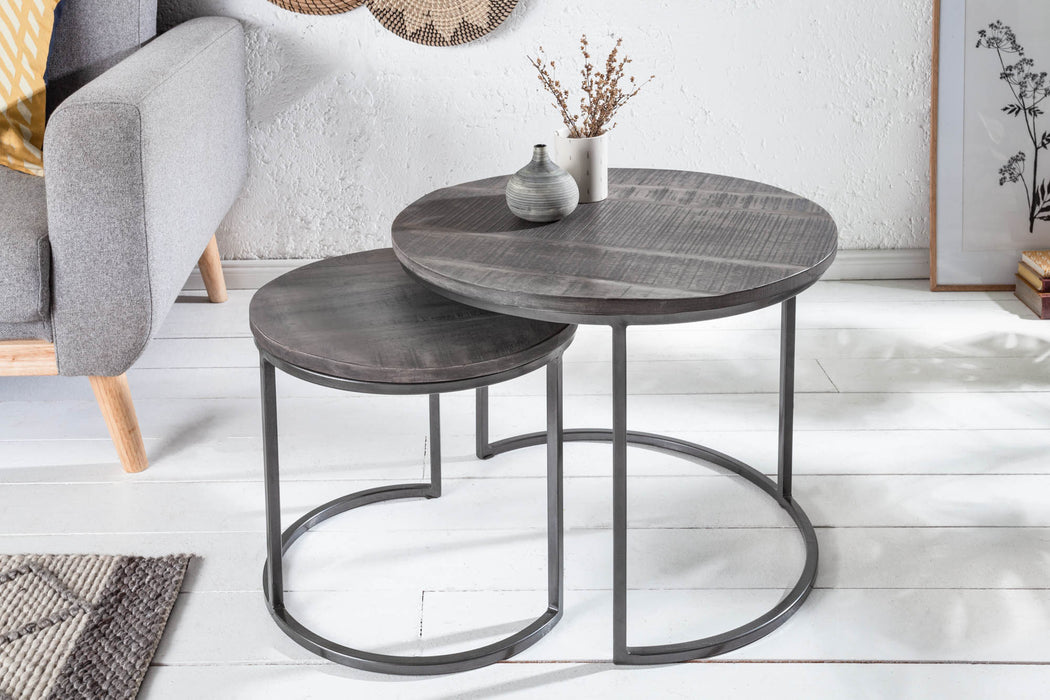 Beistelltisch Jura 2er Set Mango grau