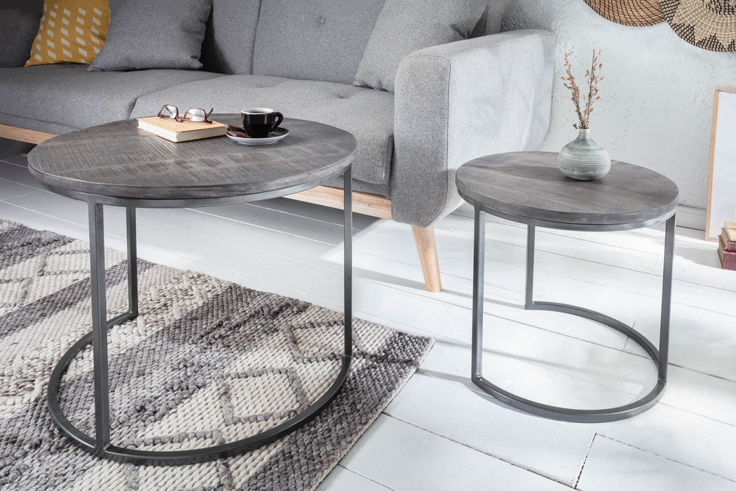 Beistelltisch Jura 2er Set Mango grau