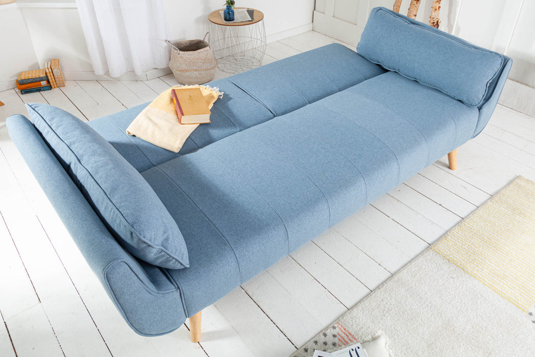 Schlafsofa Sofia Plus 215cm hellblau Struktur