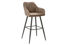 Barhocker Milan vintage taupe Mikrofaser Armlehne